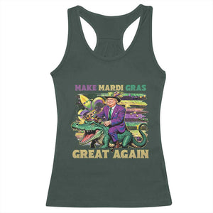 Funny Mardi Gras Trump Racerback Tank Top Make Mardi Gras Great Again Alligator Louisiana TS09 Dark Forest Green Print Your Wear