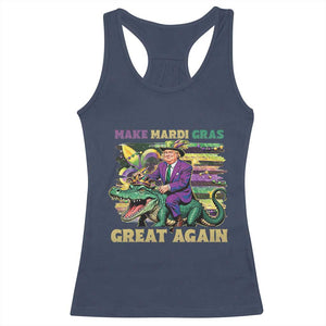 Funny Mardi Gras Trump Racerback Tank Top Make Mardi Gras Great Again Alligator Louisiana TS09 Navy Print Your Wear