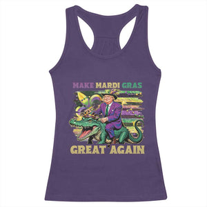 Funny Mardi Gras Trump Racerback Tank Top Make Mardi Gras Great Again Alligator Louisiana TS09 Purple Print Your Wear