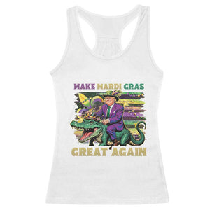 Funny Mardi Gras Trump Racerback Tank Top Make Mardi Gras Great Again Alligator Louisiana TS09 White Print Your Wear