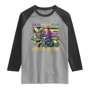 Funny Mardi Gras Trump Raglan Shirt Make Mardi Gras Great Again Alligator Louisiana TS09 Sport Gray Black Print Your Wear