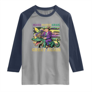 Funny Mardi Gras Trump Raglan Shirt Make Mardi Gras Great Again Alligator Louisiana TS09 Sport Gray Navy Print Your Wear