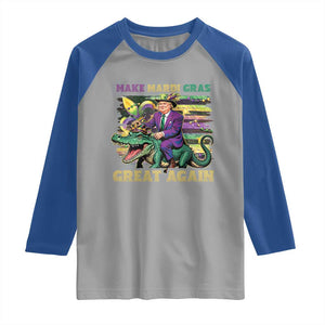 Funny Mardi Gras Trump Raglan Shirt Make Mardi Gras Great Again Alligator Louisiana TS09 Sport Gray Royal Print Your Wear