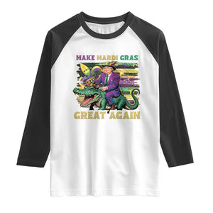 Funny Mardi Gras Trump Raglan Shirt Make Mardi Gras Great Again Alligator Louisiana TS09 White Black Print Your Wear
