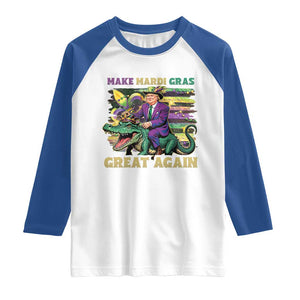 Funny Mardi Gras Trump Raglan Shirt Make Mardi Gras Great Again Alligator Louisiana TS09 White Royal Print Your Wear