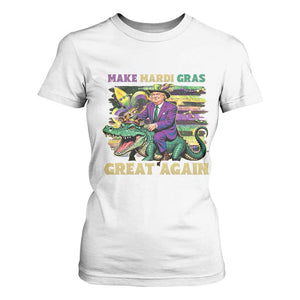 Funny Mardi Gras Trump T Shirt For Women Make Mardi Gras Great Again Alligator Louisiana TS09 White Print Your Wear