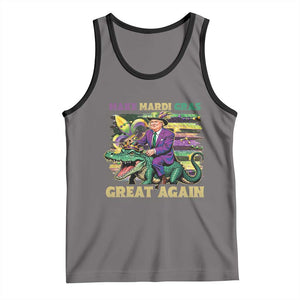 Funny Mardi Gras Trump Tank Top Make Mardi Gras Great Again Alligator Louisiana TS09 Deep Heather Black Print Your Wear
