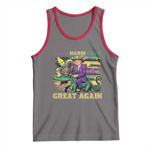 Funny Mardi Gras Trump Tank Top Make Mardi Gras Great Again Alligator Louisiana TS09 Deep Heather Red Print Your Wear