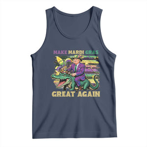 Funny Mardi Gras Trump Tank Top Make Mardi Gras Great Again Alligator Louisiana TS09 Navy Print Your Wear