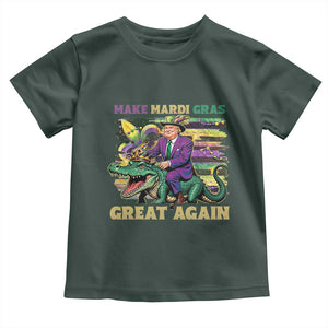Funny Mardi Gras Trump Toddler T Shirt Make Mardi Gras Great Again Alligator Louisiana TS09 Dark Forest Green Print Your Wear