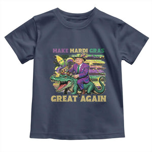 Funny Mardi Gras Trump Toddler T Shirt Make Mardi Gras Great Again Alligator Louisiana TS09 Navy Print Your Wear
