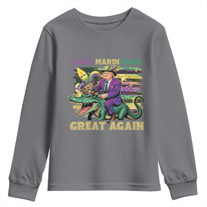 Funny Mardi Gras Trump Youth Sweatshirt Make Mardi Gras Great Again Alligator Louisiana TS09 Charcoal Print Your Wear