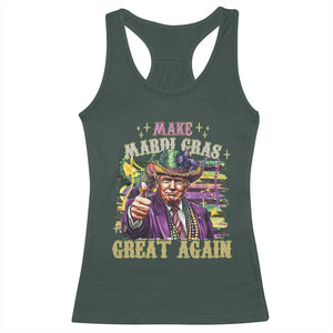 Funny Fat Tuesday Trump Racerback Tank Top Make Mardi Gras Great Again TS09 Dark Forest Green Print Your Wear