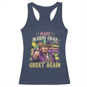 Funny Fat Tuesday Trump Racerback Tank Top Make Mardi Gras Great Again TS09 Navy Print Your Wear