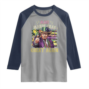 Funny Fat Tuesday Trump Raglan Shirt Make Mardi Gras Great Again TS09 Sport Gray Navy Print Your Wear