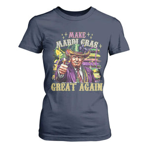 Funny Fat Tuesday Trump T Shirt For Women Make Mardi Gras Great Again TS09 Navy Print Your Wear