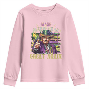 Funny Fat Tuesday Trump Youth Sweatshirt Make Mardi Gras Great Again TS09 Light Pink Print Your Wear