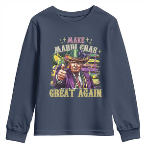 Funny Fat Tuesday Trump Youth Sweatshirt Make Mardi Gras Great Again TS09 Navy Print Your Wear