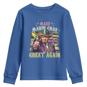 Funny Fat Tuesday Trump Youth Sweatshirt Make Mardi Gras Great Again TS09 Royal Blue Print Your Wear