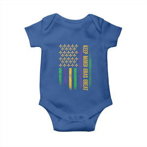 Keep Mardi Gras Great Baby Onesie American Flag Fleur De Lis TS09 Royal Blue Print Your Wear