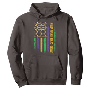 Keep Mardi Gras Great Hoodie American Flag Fleur De Lis TS09 Dark Chocolate Print Your Wear
