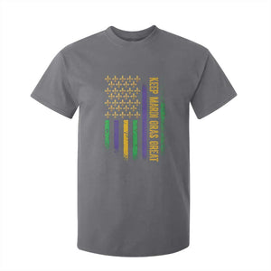 Keep Mardi Gras Great T Shirt For Kid American Flag Fleur De Lis TS09 Charcoal Print Your Wear
