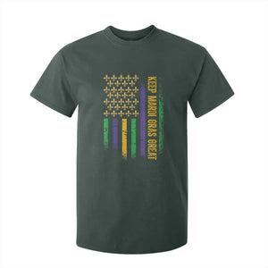 Keep Mardi Gras Great T Shirt For Kid American Flag Fleur De Lis TS09 Dark Forest Green Print Your Wear