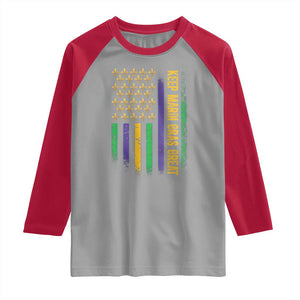 Keep Mardi Gras Great Raglan Shirt American Flag Fleur De Lis TS09 Sport Gray Red Print Your Wear