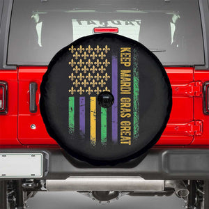 Keep Mardi Gras Great Spare Tire Cover American Flag Fleur De Lis TS09 Black Print Your Wear