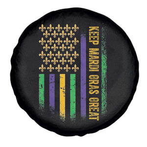Keep Mardi Gras Great Spare Tire Cover American Flag Fleur De Lis TS09 Print Your Wear