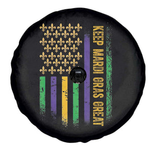 Keep Mardi Gras Great Spare Tire Cover American Flag Fleur De Lis TS09 Print Your Wear