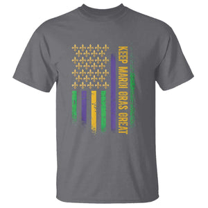 Keep Mardi Gras Great T Shirt American Flag Fleur De Lis TS09 Charcoal Print Your Wear