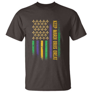 Keep Mardi Gras Great T Shirt American Flag Fleur De Lis TS09 Dark Chocolate Print Your Wear