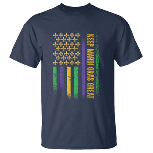 Keep Mardi Gras Great T Shirt American Flag Fleur De Lis TS09 Navy Print Your Wear