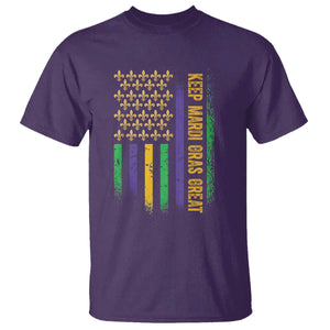 Keep Mardi Gras Great T Shirt American Flag Fleur De Lis TS09 Purple Print Your Wear