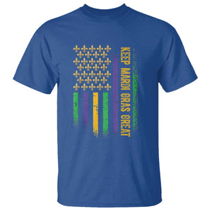 Keep Mardi Gras Great T Shirt American Flag Fleur De Lis TS09 Royal Blue Print Your Wear