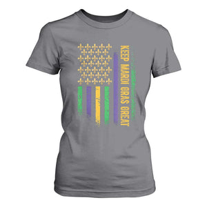 Keep Mardi Gras Great T Shirt For Women American Flag Fleur De Lis TS09 Charcoal Print Your Wear