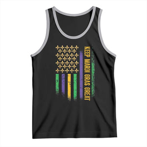 Keep Mardi Gras Great Tank Top American Flag Fleur De Lis TS09 Black Athletic Heather Print Your Wear