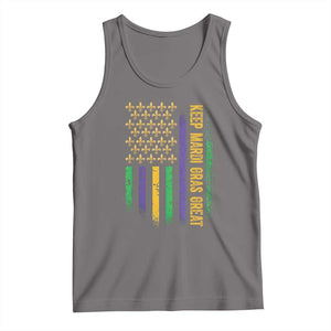 Keep Mardi Gras Great Tank Top American Flag Fleur De Lis TS09 Deep Heather Print Your Wear