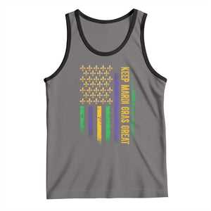 Keep Mardi Gras Great Tank Top American Flag Fleur De Lis TS09 Deep Heather Black Print Your Wear