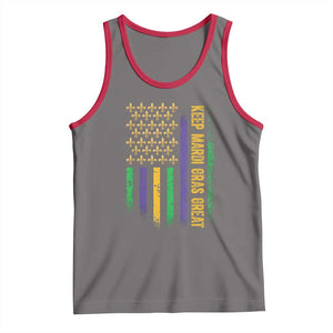 Keep Mardi Gras Great Tank Top American Flag Fleur De Lis TS09 Deep Heather Red Print Your Wear