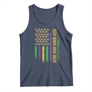 Keep Mardi Gras Great Tank Top American Flag Fleur De Lis TS09 Navy Print Your Wear