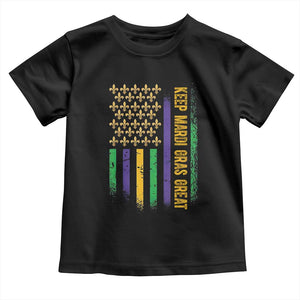 Keep Mardi Gras Great Toddler T Shirt American Flag Fleur De Lis TS09 Black Print Your Wear