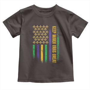 Keep Mardi Gras Great Toddler T Shirt American Flag Fleur De Lis TS09 Dark Chocolate Print Your Wear