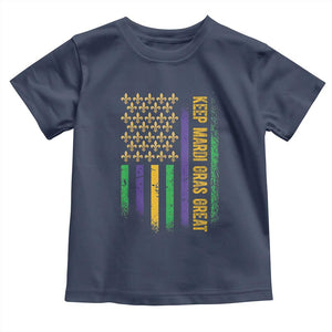 Keep Mardi Gras Great Toddler T Shirt American Flag Fleur De Lis TS09 Navy Print Your Wear