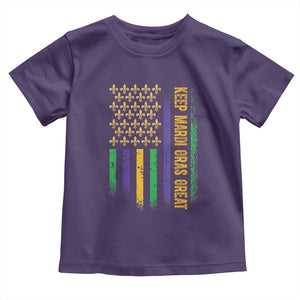 Keep Mardi Gras Great Toddler T Shirt American Flag Fleur De Lis TS09 Purple Print Your Wear