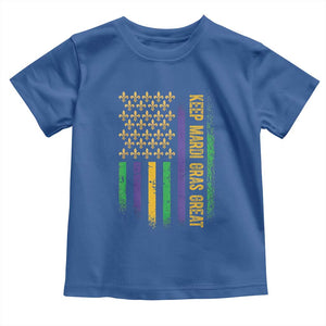 Keep Mardi Gras Great Toddler T Shirt American Flag Fleur De Lis TS09 Royal Blue Print Your Wear