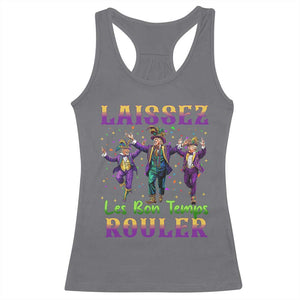 Funny Mardi Gras Trump Racerback Tank Top Laissez Les Bon Temps Rouler Trump Dancing TS09 Charcoal Print Your Wear
