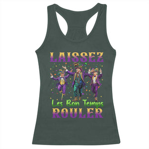 Funny Mardi Gras Trump Racerback Tank Top Laissez Les Bon Temps Rouler Trump Dancing TS09 Dark Forest Green Print Your Wear