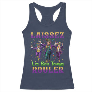 Funny Mardi Gras Trump Racerback Tank Top Laissez Les Bon Temps Rouler Trump Dancing TS09 Navy Print Your Wear